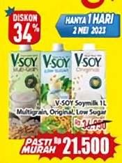 Promo Harga V-soy Soya Bean Milk Multi Grain, Original, Low Sugar 1000 ml - Hypermart