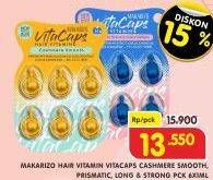 Promo Harga MAKARIZO Vitacaps Hair Vitamin Cashmere Smooth, Long Strong per 6 pcs 1 ml - Superindo
