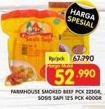Promo Harga FARMHOUSE Smoked Beef 225gr/Sosis Sapi 400gr  - Superindo