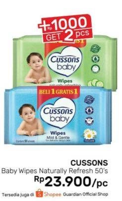 Promo Harga CUSSONS BABY Wipes Naturally Refreshing 50 pcs - Guardian
