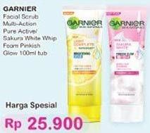 Promo Harga GARNIER Facial Scrub Pure Active, Pinkish 100 ml - Indomaret