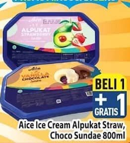 Promo Harga Aice Sundae Alpukat Chocolate, Alpukat Strawberry 800 ml - Hypermart