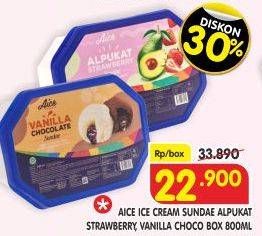 Promo Harga AICE Sundae Alpukat Strawberry, Vanilla Chocolate 800 ml - Superindo