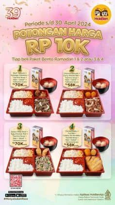 Promo HokBen Tiap beli Paket Bento Ramadan 1 & 2 atau 3 & 4
