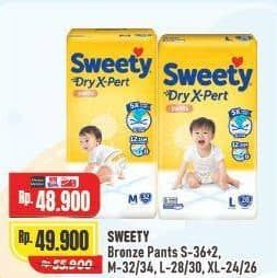 Promo Harga Sweety Bronze Pants Dry X-Pert S36+2, M32, M34, L28, L30, XL24, XL26 24 pcs - Alfamart