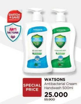 Promo Harga WATSONS Anti Bacterial Cream Hand Wash All Variants 500 ml - Watsons