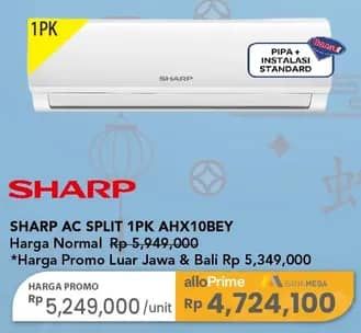 Promo Harga Sharp AHX10BEY | AC Split 1 PK  - Carrefour