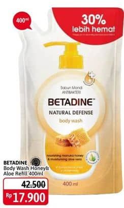 Promo Harga Betadine Natural Defense Body Wash Manuka Honey Moisturising Aloe Vera 400 ml - Alfamidi