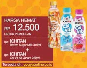Promo Harga Ichitan Brown Sugar Milk + Ichitan Cal Vit Minuman Susu Yogurt   - Yogya