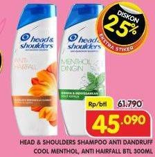 Promo Harga Head & Shoulders Shampoo Cool Menthol, Anti-Hairfall 300 ml - Superindo