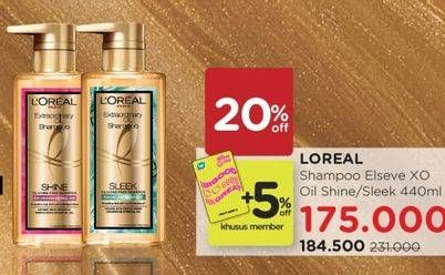 Promo Harga LOREAL Extraordinary Oil Premium Shampoo Shine, Sleek 440 ml - Watsons