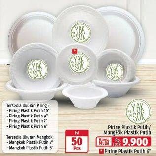 Promo Harga YakSok Plate/Bowl Piring Plastik Putih  - Lotte Grosir