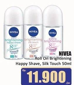 Promo Harga NIVEA Deo Roll On Whitening Happy Shave, Whitening Silk Touch 50 ml - Hari Hari