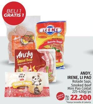 Promo Harga ANDY Smoke Beef/IRENE Rolade Sapi/LI PAO Mini Pao  - LotteMart