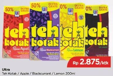 Promo Harga ULTRA Teh Kotak Original, Apple, Blackcurrant, Lemon 200 ml - TIP TOP