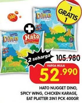 HATO Nugget Dino, Spicy Wing, Chicken Karage, EAT HAPPY Mix Plater 3 in 1