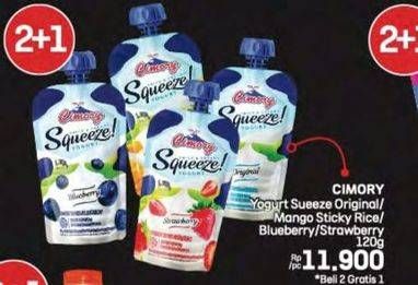 Promo Harga Cimory Squeeze Yogurt Original, Mango Sticky Rice, Blueberry, Strawberry 120 gr - LotteMart