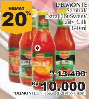 Promo Harga DEL MONTE Sauce Extra Hot Chilli 340 ml - Giant