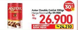 Promo Harga ASTOR Wafer Roll Double Chocolate 330 gr - Carrefour