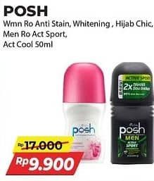 Promo Harga Posh Deo Roll On Anti Stain, Hijab Refreshing Green, Men Active Sport, Men Active Cool 50 ml - Alfamart