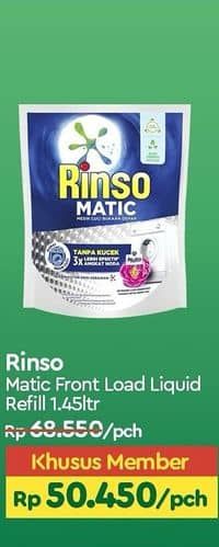 Promo Harga Rinso Detergent Matic Liquid Front Load 1450 ml - TIP TOP