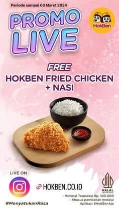 Promo Harga Free Hokben Fried Chicken + Nasi  - HokBen