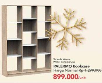 Promo Harga Palermo Book Case White + Sonoma Oak  - Carrefour