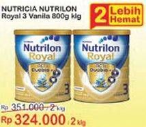 Promo Harga NUTRILON Royal 3 Susu Pertumbuhan Vanila per 2 kaleng 800 gr - Indomaret