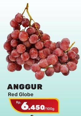 Promo Harga Anggur Red Globe per 100 gr - Yogya