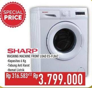 Promo Harga SHARP ES-FL862 | Washing Machine Front Load 6kg  - Hypermart