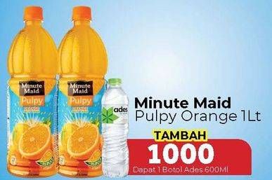 Promo Harga MINUTE MAID Juice Pulpy Pulpy Orange 1 ltr - Carrefour