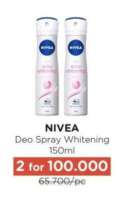Promo Harga Nivea Deo Spray Extra Whitening 150 ml - Watsons