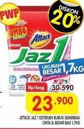 Promo Harga ATTACK Jaz1 Detergent Powder Pesona Segar, Semerbak Cinta 1700 gr - Superindo