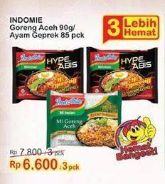 Promo Harga Mie Hype Abis 85gr/ Aceh 90gr 3s  - Indomaret