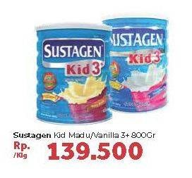 Promo Harga SUSTAGEN Kid 3+ Susu Pertumbuhan Madu, Vanilla 800 gr - Carrefour