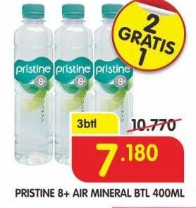 Promo Harga PRISTINE 8 Air Mineral per 3 botol 400 ml - Superindo