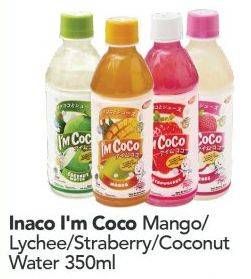 Promo Harga INACO Im Coco Drink Lychee, Mango, Strawberry, Coconut Water 350 ml - Carrefour