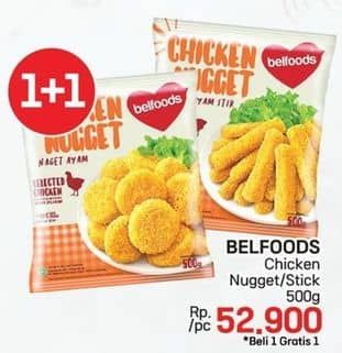 Promo Harga Belfoods Nugget Chicken Nugget, Chicken Nugget Stick 500 gr - LotteMart