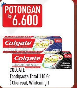 Promo Harga COLGATE Toothpaste Total Charcoal, Whitening 110 gr - Hypermart