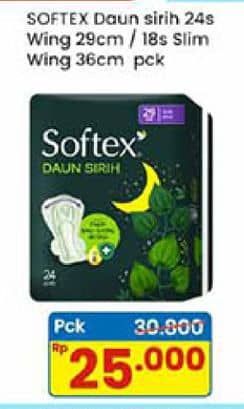 Promo Harga Softex Daun Sirih 29cm, 36cm 18 pcs - Indomaret