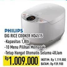 Promo Harga Philips HD4515 Fuzzy Logic Rice Cooker  - Hypermart