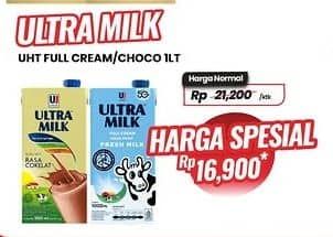 Promo Harga Ultra Milk Susu UHT Coklat, Full Cream 1000 ml - Carrefour