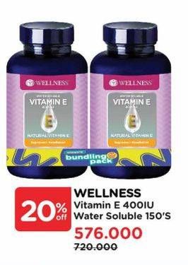 Promo Harga Wellness Vitamin E Water Soluble 150 pcs - Watsons