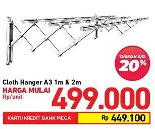 Promo Harga Cloth Hanger A3 1M, 2M  - Carrefour