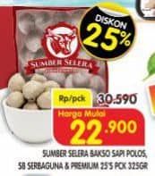 Promo Harga Sumber Selera Bakso Sapi Polos, SB Serba Guna, SB Premium 25 pcs - Superindo