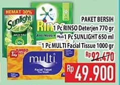 Promo Harga Rinso Detergent + Sunlight + Multi Facial Tissue  - Hypermart