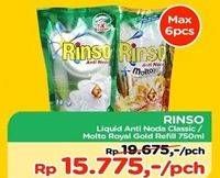 Promo Harga RINSO Liquid Detergent Classic Fresh, + Molto Royal Gold 750 ml - TIP TOP