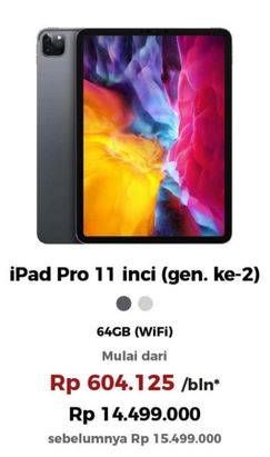 Promo Harga APPLE iPad Pro 11 Inch Generasi Ke-2  - Erafone