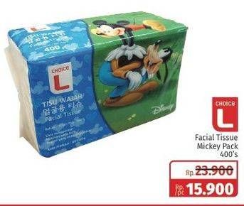 Promo Harga CHOICE L Facial Tissue Mickey 400 pcs - Lotte Grosir