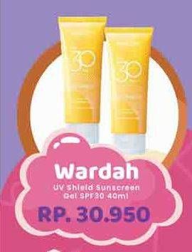 Promo Harga Wardah UV Shield Essential Sunscreen Gel SPF 30 PA+++ 40 ml - Yogya